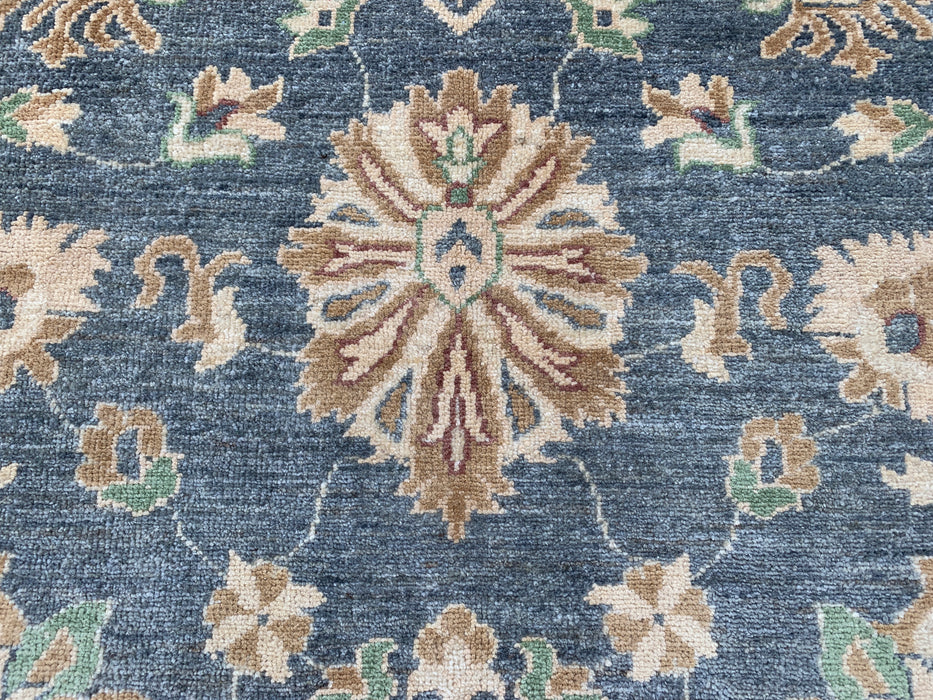9'8 x 6'7 Hand-Knotted Peshawari Chobi Wool Rug - Blue Gray Traditional Floral Area Rug - KBHM-541
