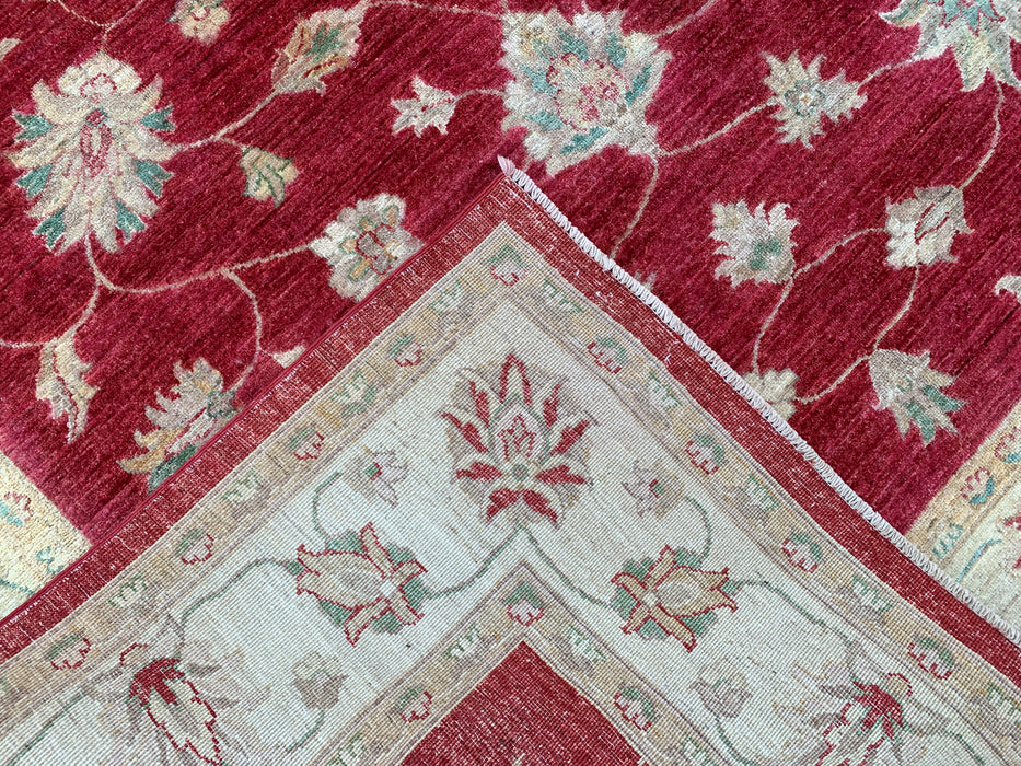 8'4 x 6'4 Hand-Knotted Peshawari Chobi Wool Rug - Red Traditional Floral Area Rug - KBHM-542