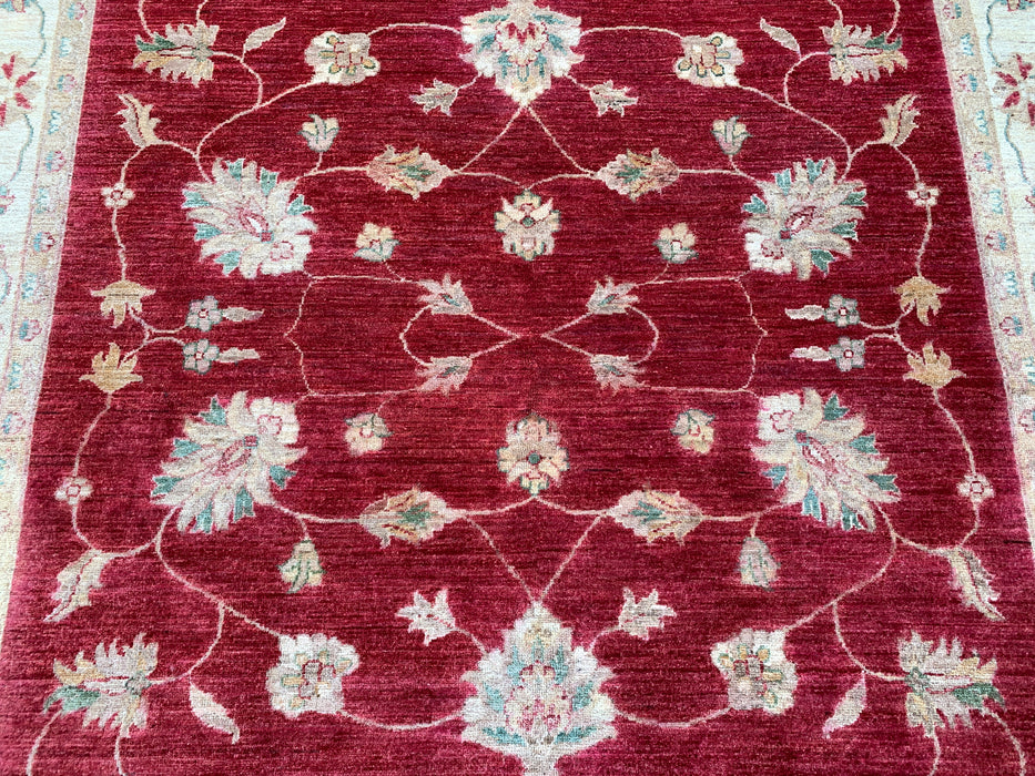 8'4 x 6'4 Hand-Knotted Peshawari Chobi Wool Rug - Red Traditional Floral Area Rug - KBHM-542