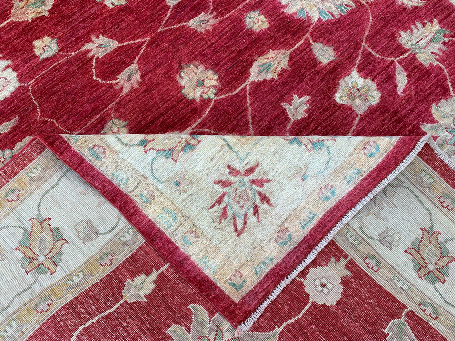 8'4 x 6'4 Hand-Knotted Peshawari Chobi Wool Rug - Red Traditional Floral Area Rug - KBHM-542