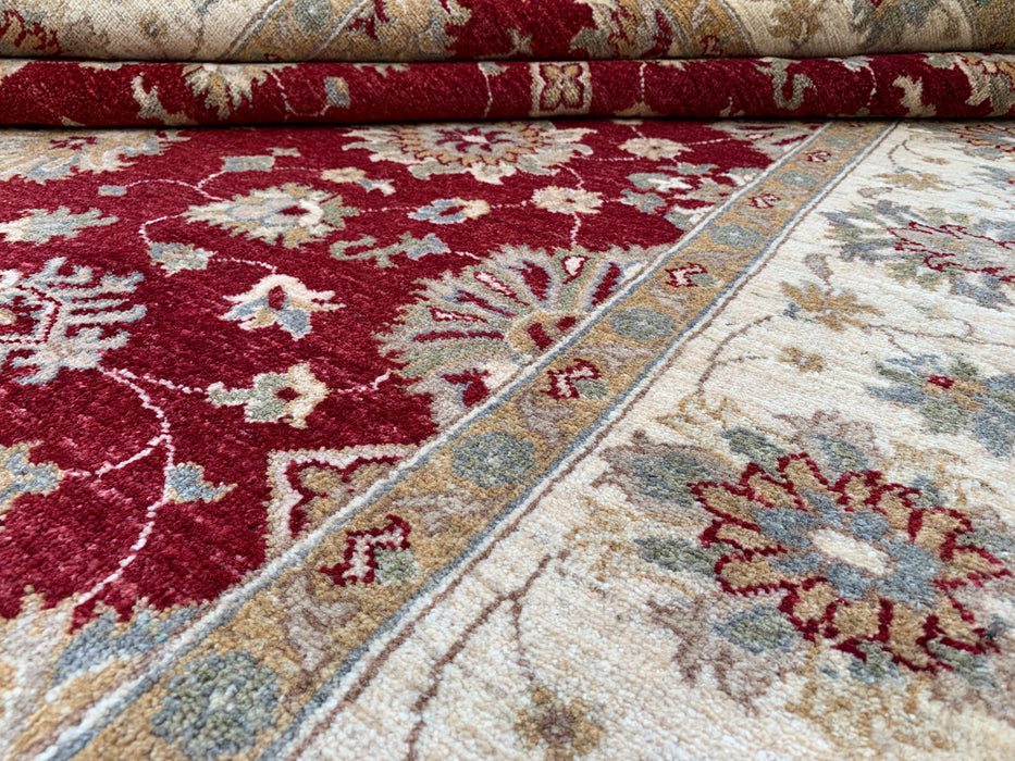 7'9 x 5'9 Hand-Knotted Peshawari Chobi Wool Rug - Red Traditional Floral Area Rug - KBHM-545