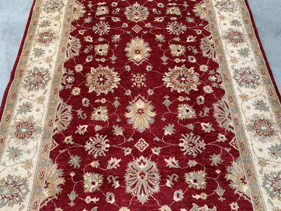 7'9 x 5'9 Hand-Knotted Peshawari Chobi Wool Rug - Red Traditional Floral Area Rug - KBHM-545