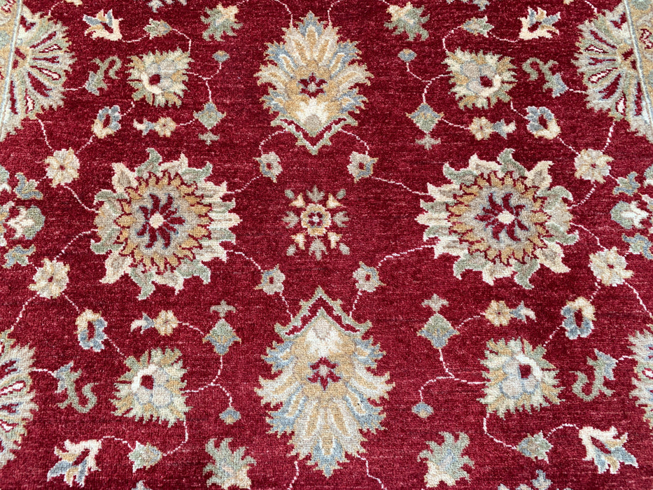 7'9 x 5'9 Hand-Knotted Peshawari Chobi Wool Rug - Red Traditional Floral Area Rug - KBHM-545