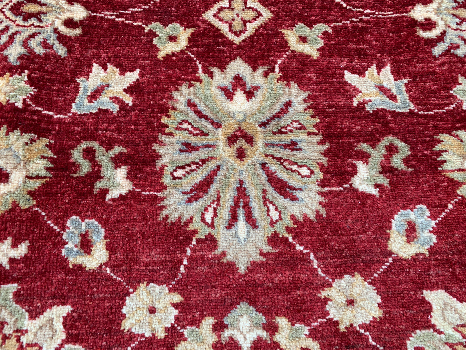 7'9 x 5'9 Hand-Knotted Peshawari Chobi Wool Rug - Red Traditional Floral Area Rug - KBHM-545