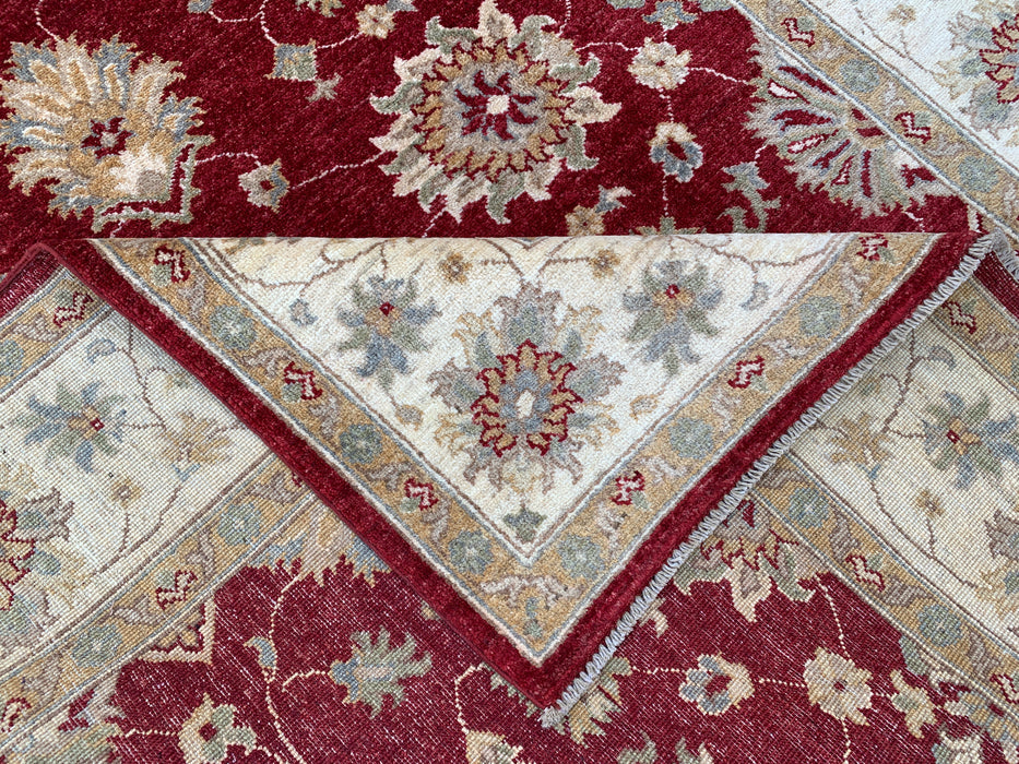 7'9 x 5'9 Hand-Knotted Peshawari Chobi Wool Rug - Red Traditional Floral Area Rug - KBHM-545