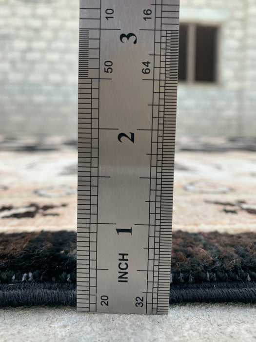 9'11 x 8'0 Hand-Knotted Peshawari Chobi Wool Rug - Black Traditional Floral Area Rug - KBHM-554