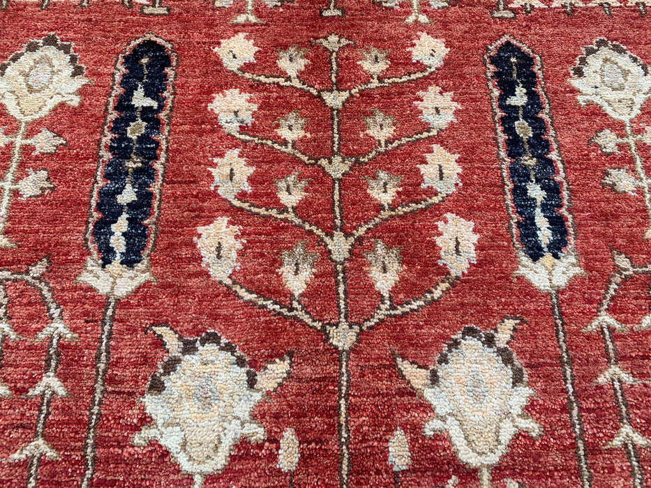 9'11 x 7'11 Hand-Knotted Peshawari Chobi Wool Rug - Red Traditional Garden Floral Area Rug - KBHM-558
