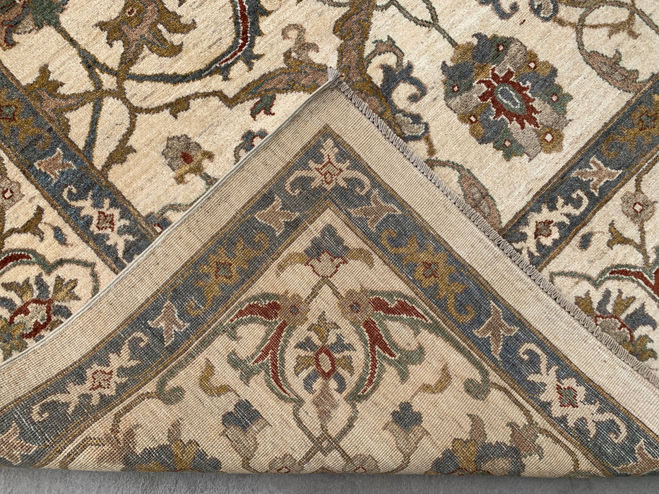 13'7 x 9'11 Hand-Knotted Peshawari Chobi Wool Rug - Ivory Traditional Floral Area Rug - KBHM-561