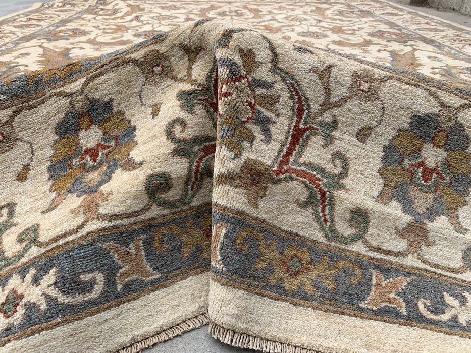 13'7 x 9'11 Hand-Knotted Peshawari Chobi Wool Rug - Ivory Traditional Floral Area Rug - KBHM-561