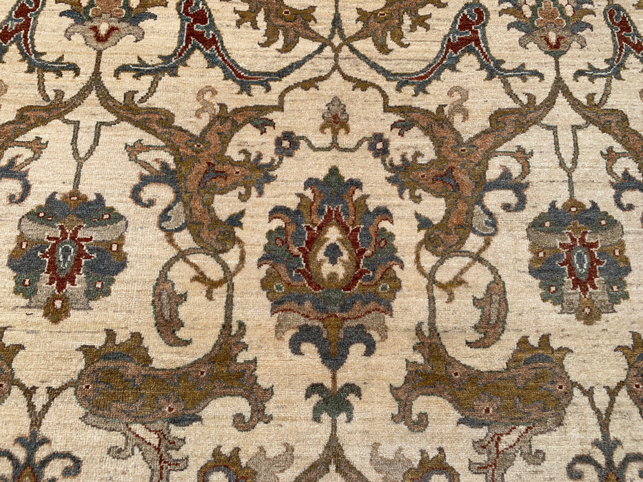 13'7 x 9'11 Hand-Knotted Peshawari Chobi Wool Rug - Ivory Traditional Floral Area Rug - KBHM-561