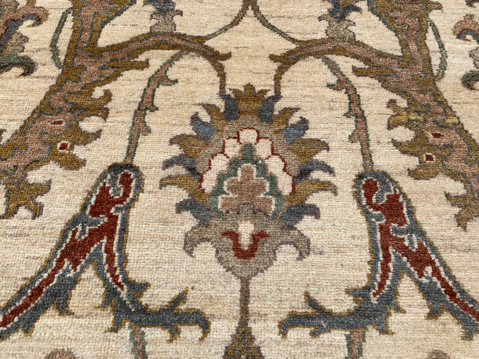 13'7 x 9'11 Hand-Knotted Peshawari Chobi Wool Rug - Ivory Traditional Floral Area Rug - KBHM-561