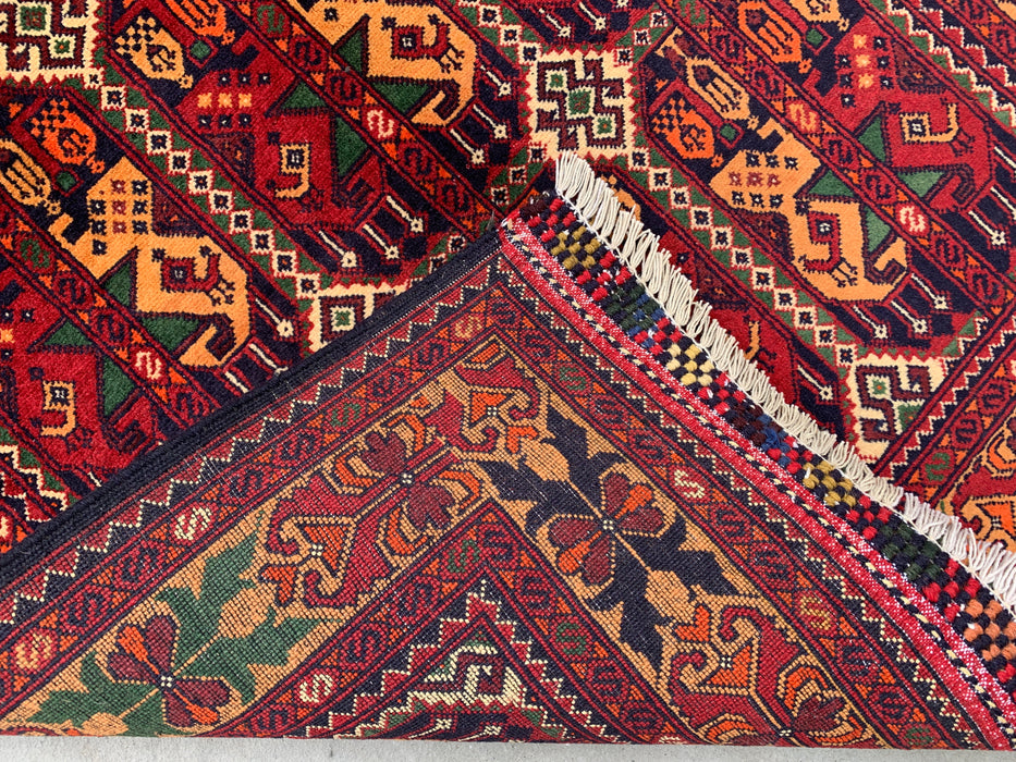 5'0 x 3'3 Hand-Knotted Peshawari Chobi Wool Rug - Red Tribal Geometric Area Rug - KBHM-567