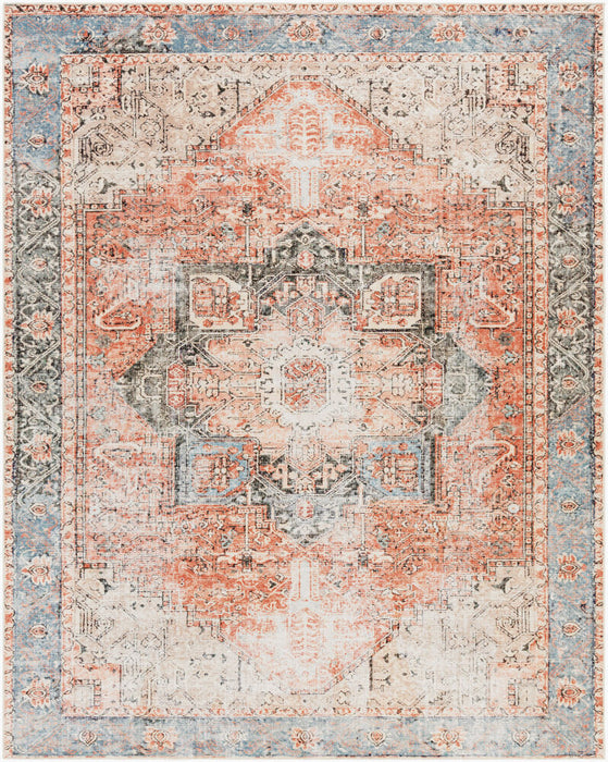 Amelie Machine Washable Rug — Rust / Pale Blue | AML-2309