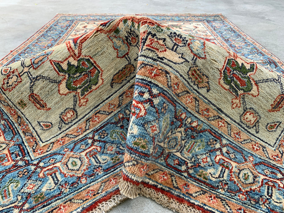 5'9 x 4'2 Hand-Knotted Peshawari Chobi Wool Rug - Red Traditional Medallion Area Rug - KBHM-573
