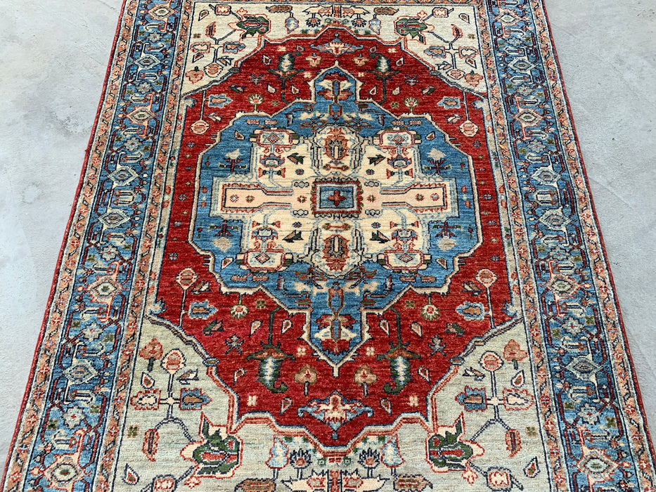 5'9 x 4'2 Hand-Knotted Peshawari Chobi Wool Rug - Red Traditional Medallion Area Rug - KBHM-573