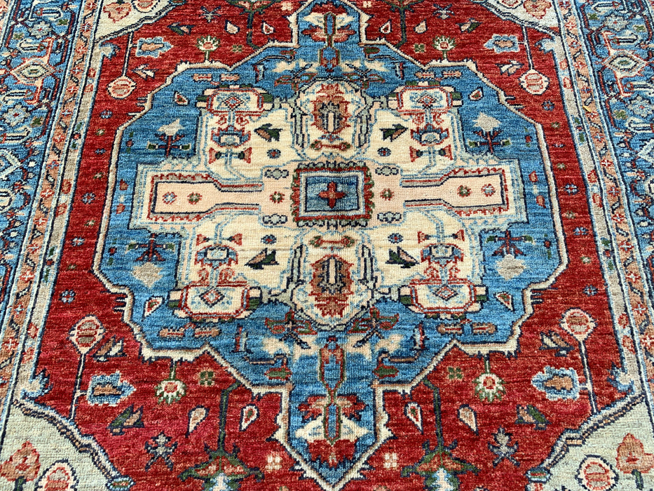 5'9 x 4'2 Hand-Knotted Peshawari Chobi Wool Rug - Red Traditional Medallion Area Rug - KBHM-573