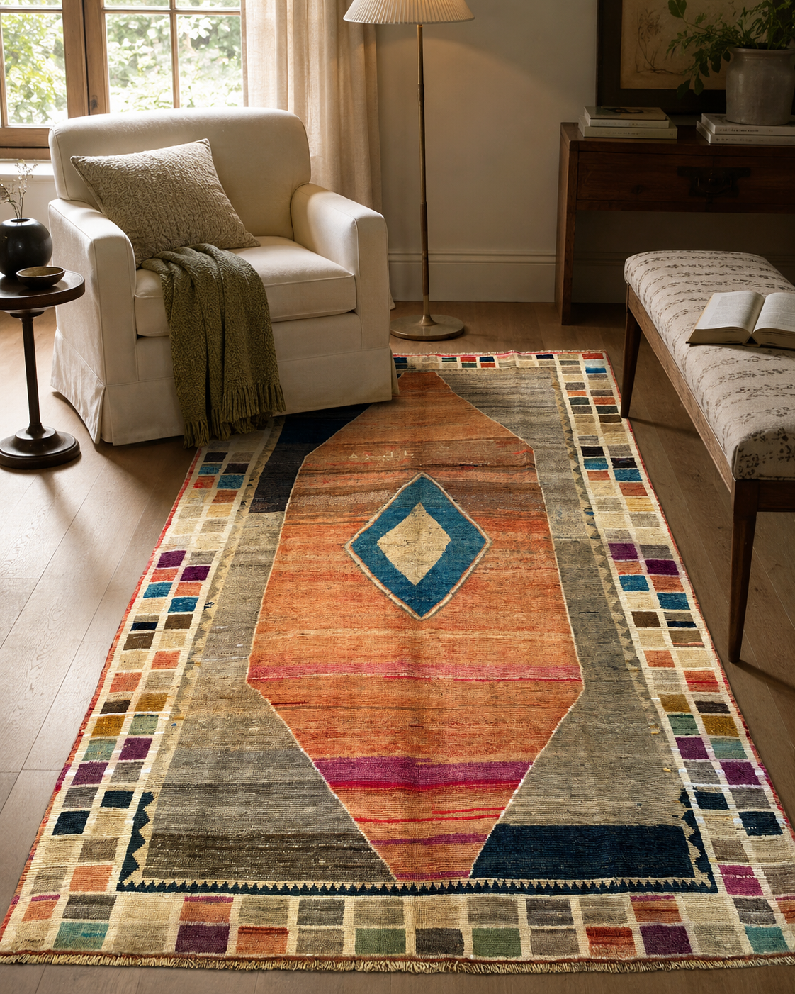 6'6" x 9'6" Handmade Persian Wool Rug room styling example