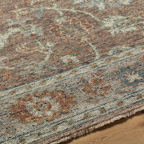 Reign Handmade Wool Rug — Warm Brown & Blue Traditional Design | REG-2318