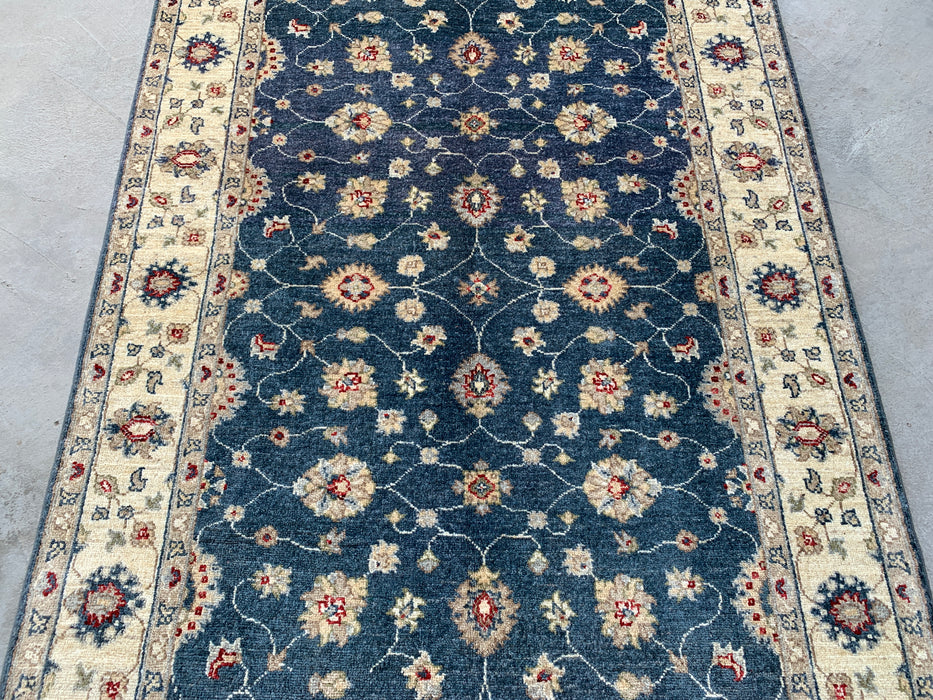 5'11 x 4'0 Hand-Knotted Peshawari Chobi Wool Rug - Blue Traditional Floral Area Rug - KBHM-582
