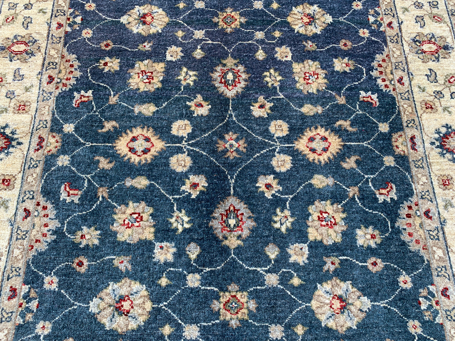 5'11 x 4'0 Hand-Knotted Peshawari Chobi Wool Rug - Blue Traditional Floral Area Rug - KBHM-582