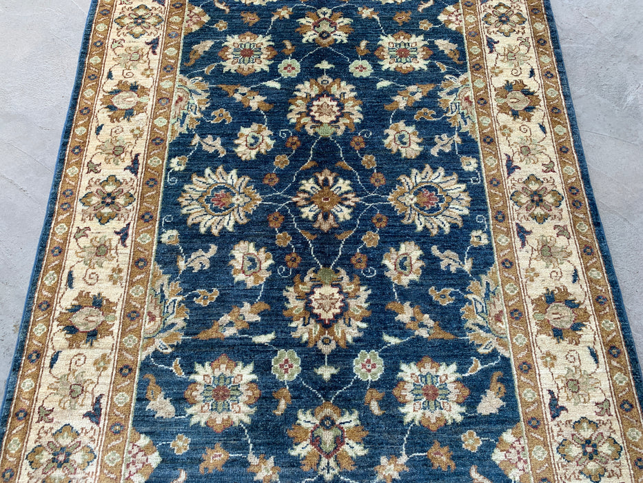 6'0 x 4'0 Hand-Knotted Peshawari Chobi Wool Rug - Blue Traditional Floral Area Rug - KBHM-583