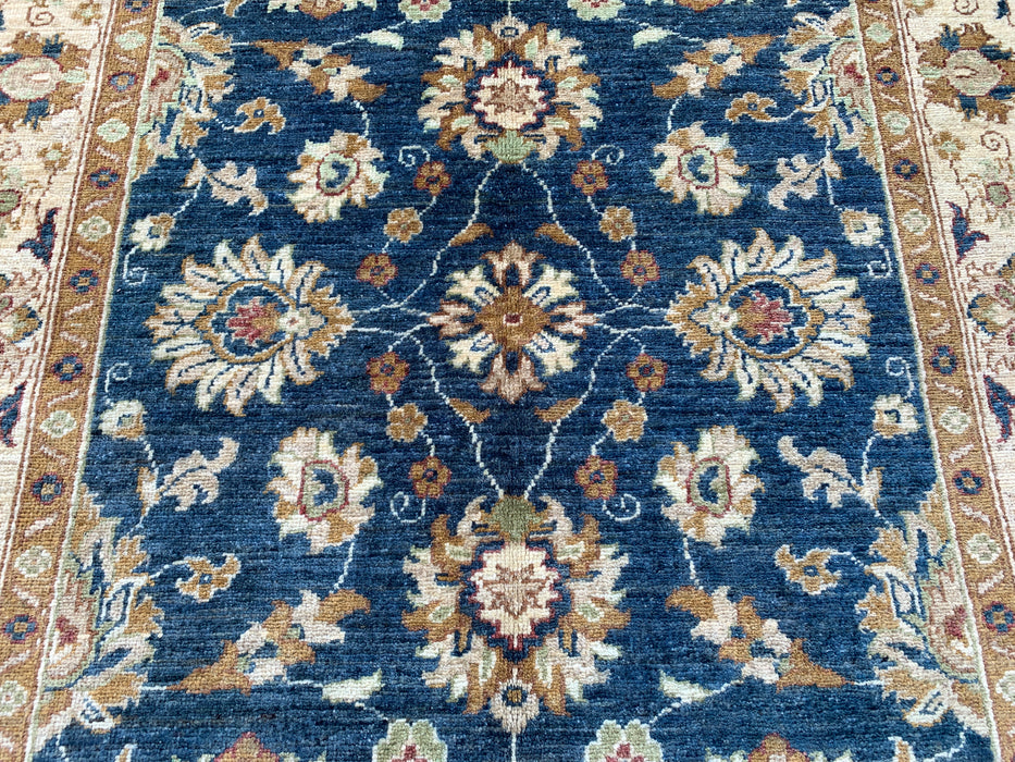 6'0 x 4'0 Hand-Knotted Peshawari Chobi Wool Rug - Blue Traditional Floral Area Rug - KBHM-583