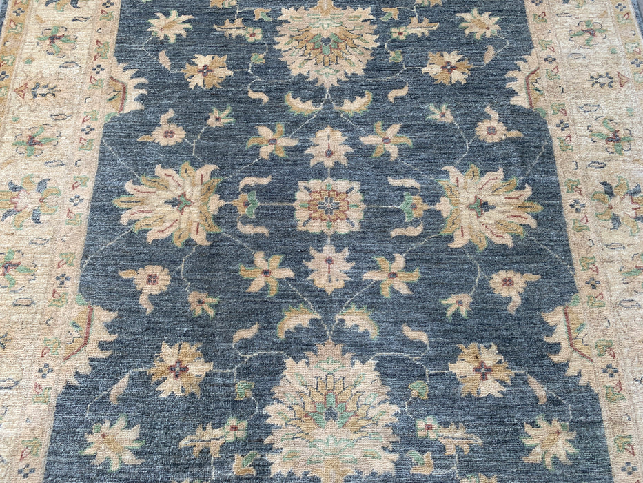 6'4 x 4'11 Hand-Knotted Peshawari Chobi Wool Rug - Gray Traditional Floral Area Rug - KBHM-588