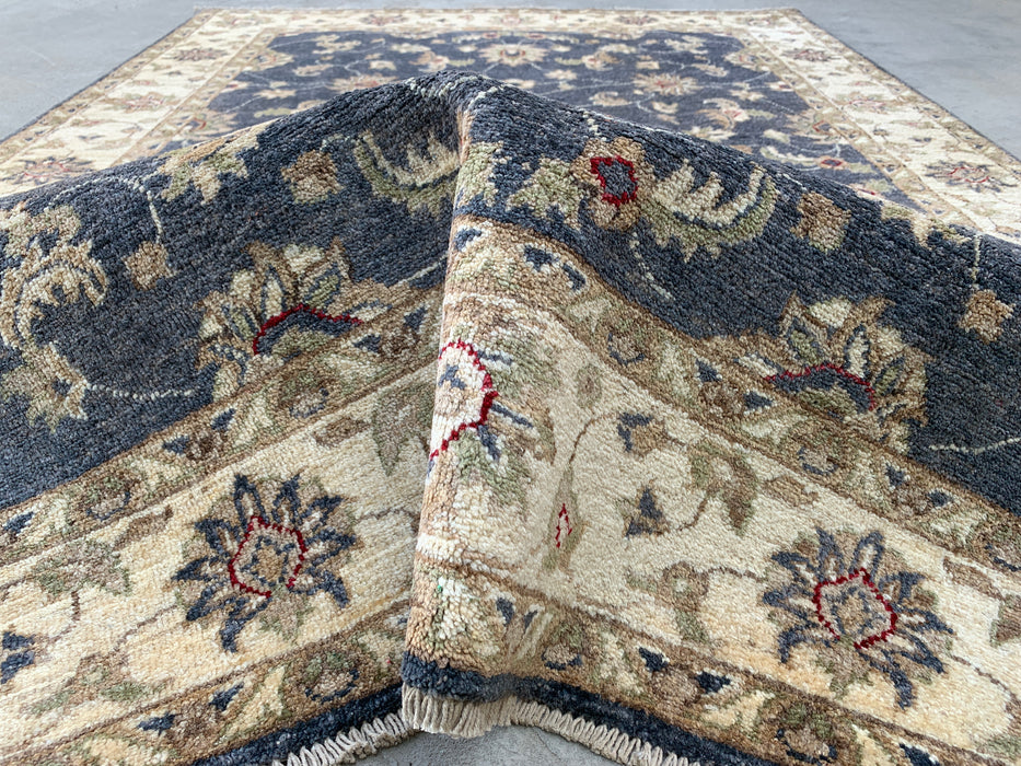 6'10 x 4'10 Hand-Knotted Peshawari Chobi Wool Rug - Blue Traditional Floral Area Rug - KBHM-591