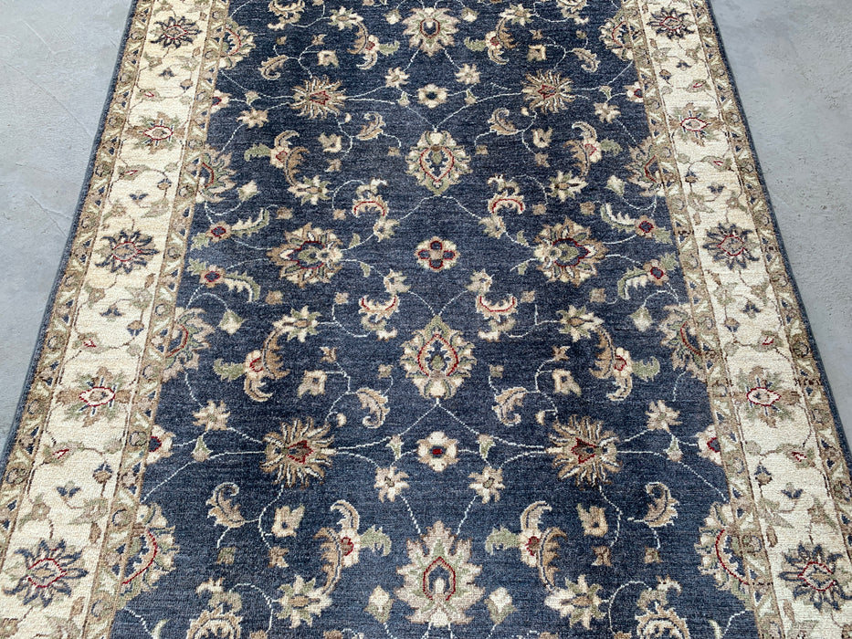 6'10 x 4'10 Hand-Knotted Peshawari Chobi Wool Rug - Blue Traditional Floral Area Rug - KBHM-591