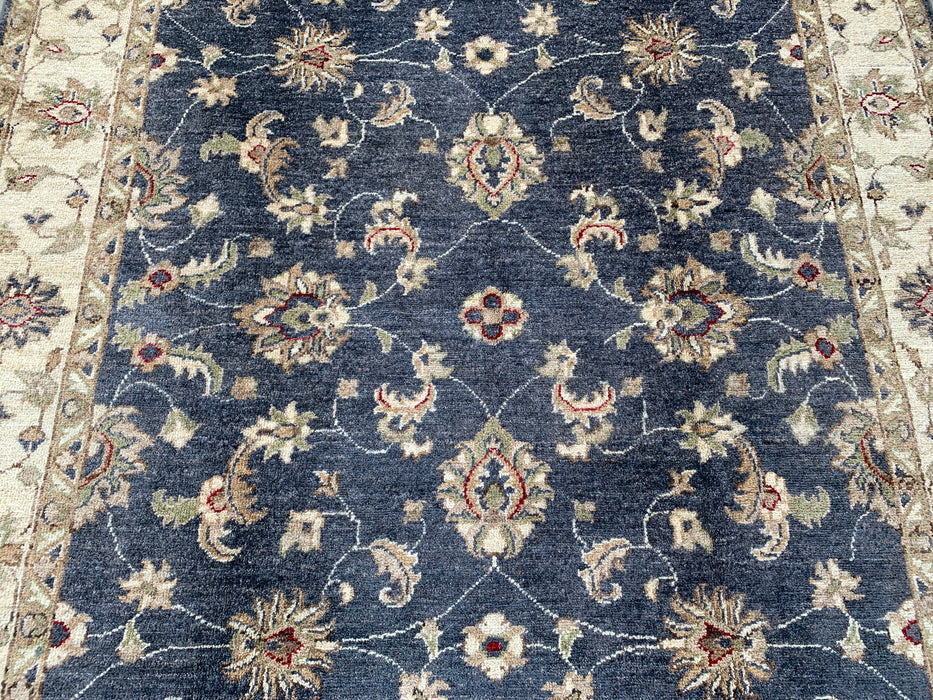 6'10 x 4'10 Hand-Knotted Peshawari Chobi Wool Rug - Blue Traditional Floral Area Rug - KBHM-591