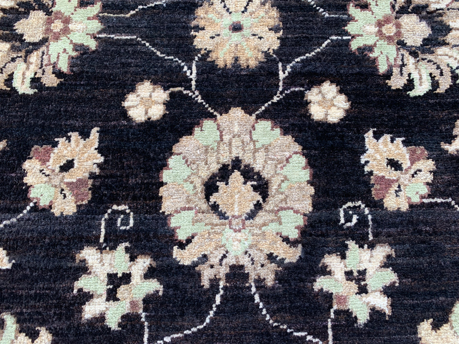 6'9 x 4'11 Hand-Knotted Peshawari Chobi Wool Rug - Black Traditional Floral Area Rug - KBHM-593