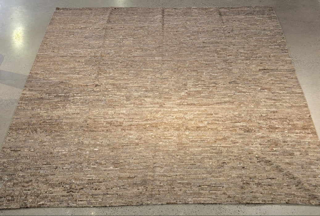 Hand-Knotted Gabbeh Wool Area Rug – Natural Sand / Taupe – 8'8" x 11'5"