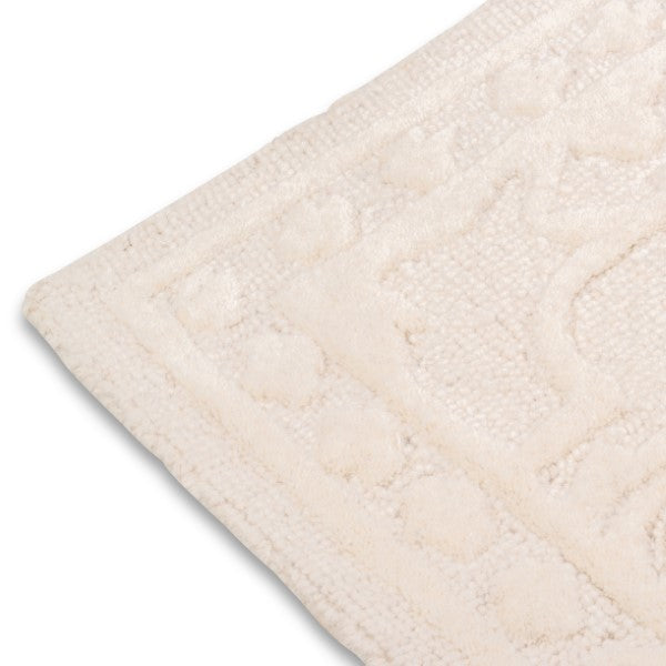 Soft Ivory Tone-on-Tone Wool Rug – Hand Made