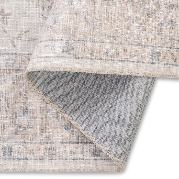 Premium Washable Non-Slip Rug – Dusty Blue Medallion (Machine Washable)