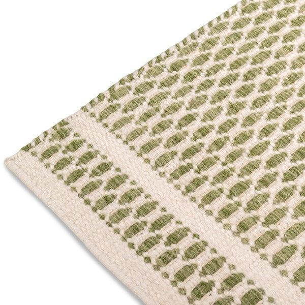 Reversible Hand-Woven Wool Rug – Natural & Sage Pattern (0.25" Pile)