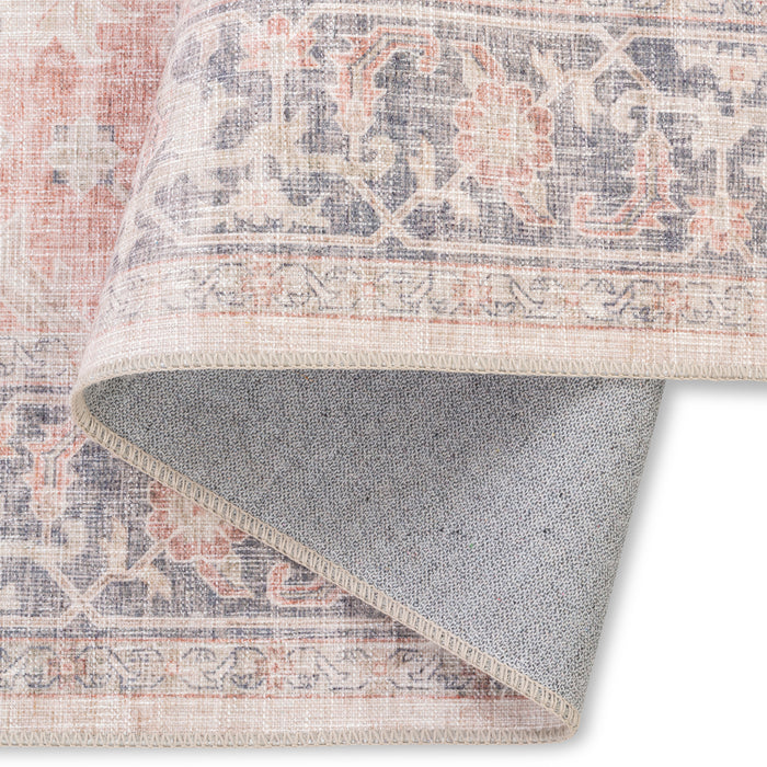 Premium Washable Non-Slip Rug – Blush Medallion (Machine Washable)