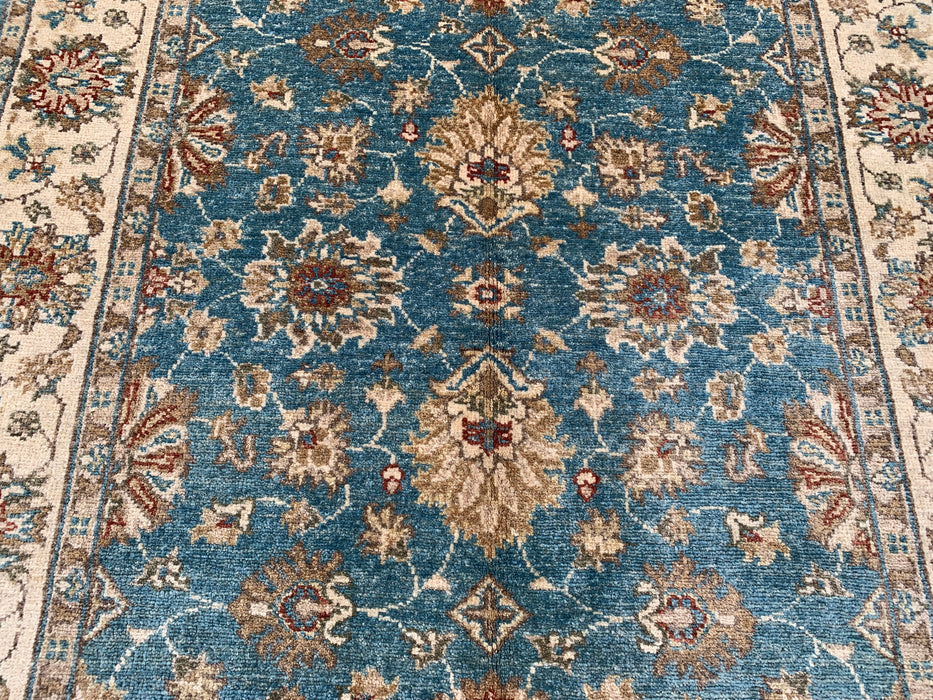 5'10 x 4'0 Hand-Knotted Peshawari Chobi Wool Rug - Blue Traditional Floral Area Rug - KBHM-601