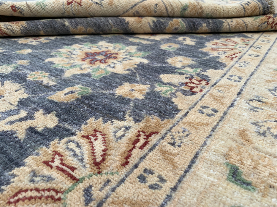 6'8 x 5'0 Hand-Knotted Peshawari Chobi Wool Rug - Gray Traditional Floral Area Rug - KBHM-602