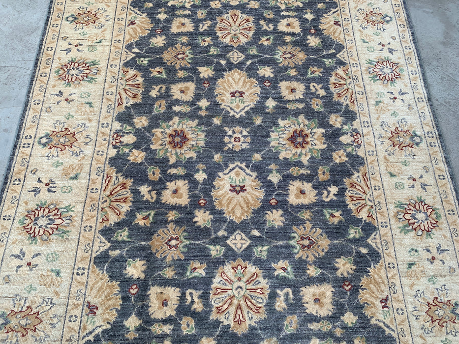 6'8 x 5'0 Hand-Knotted Peshawari Chobi Wool Rug - Gray Traditional Floral Area Rug - KBHM-602