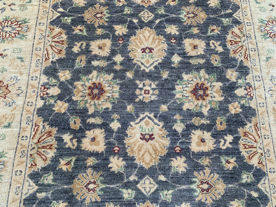 6'8 x 5'0 Hand-Knotted Peshawari Chobi Wool Rug - Gray Traditional Floral Area Rug - KBHM-602
