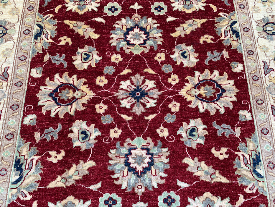 6'8 x 5'0 Hand-Knotted Peshawari Chobi Wool Rug - Red Traditional Floral Area Rug - KBHM-604