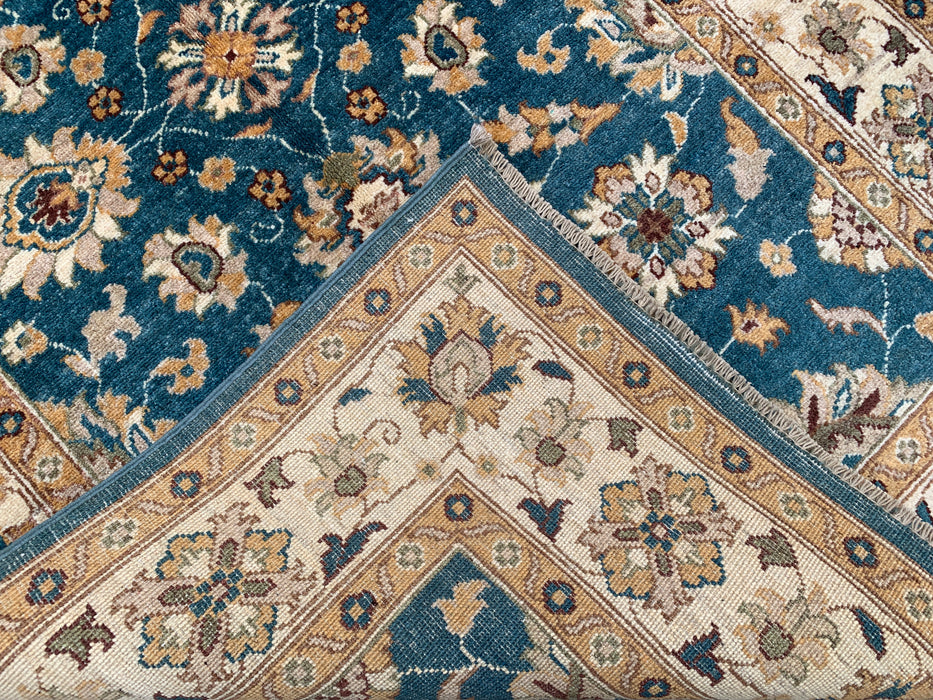 6'4 x 4'1 Hand-Knotted Peshawari Chobi Wool Rug - Teal Blue Traditional Floral Area Rug - KBHM-605