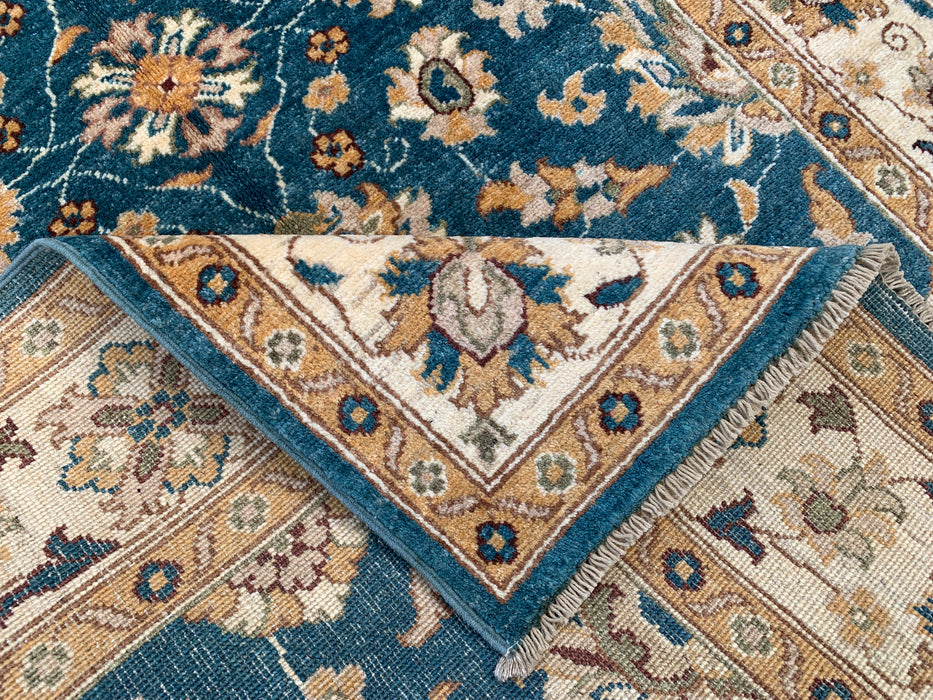6'4 x 4'1 Hand-Knotted Peshawari Chobi Wool Rug - Teal Blue Traditional Floral Area Rug - KBHM-605