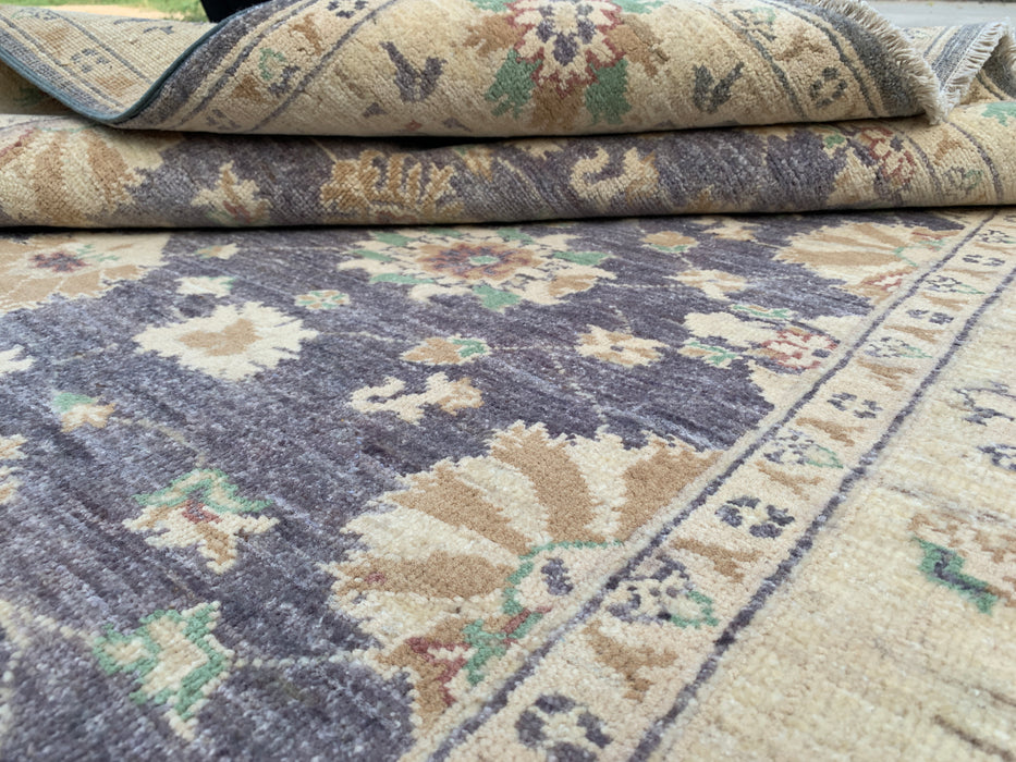 6'5 x 5'2 Hand-Knotted Peshawari Chobi Wool Rug - Gray Traditional Floral Area Rug - KBHM-606