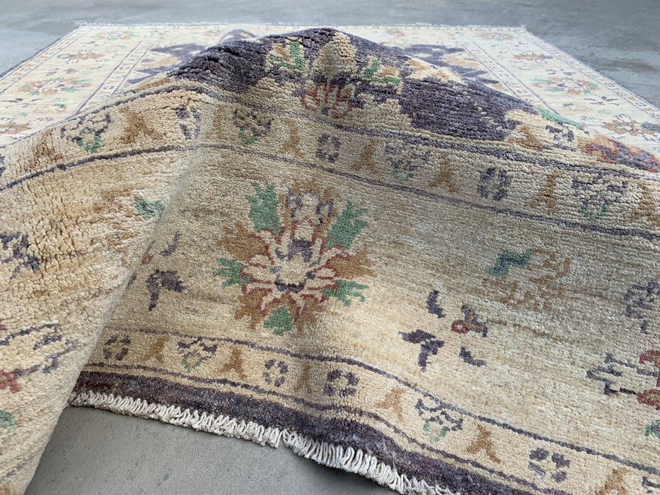 6'5 x 5'2 Hand-Knotted Peshawari Chobi Wool Rug - Gray Traditional Floral Area Rug - KBHM-606