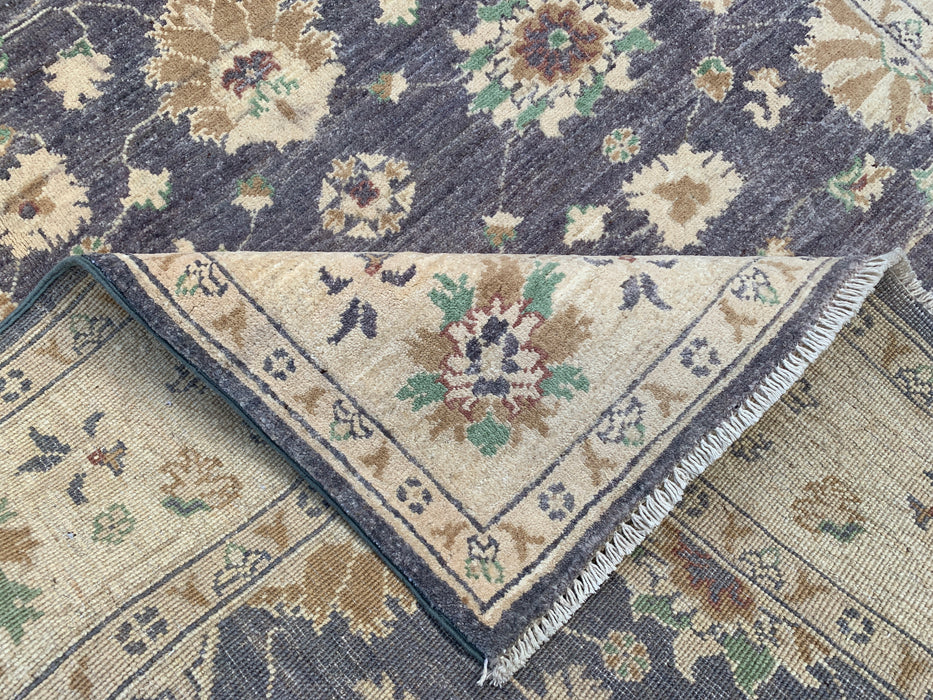 6'5 x 5'2 Hand-Knotted Peshawari Chobi Wool Rug - Gray Traditional Floral Area Rug - KBHM-606
