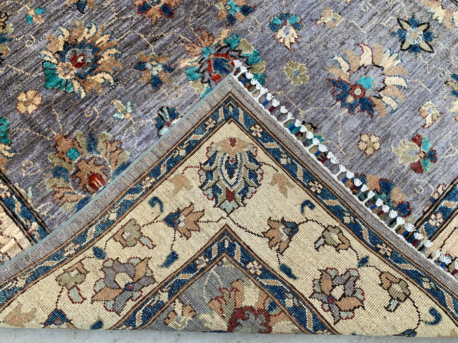 6'7 x 5'0 Hand-Knotted Peshawari Chobi Wool Rug - Purple Gray Traditional Floral Area Rug - KBHM-607