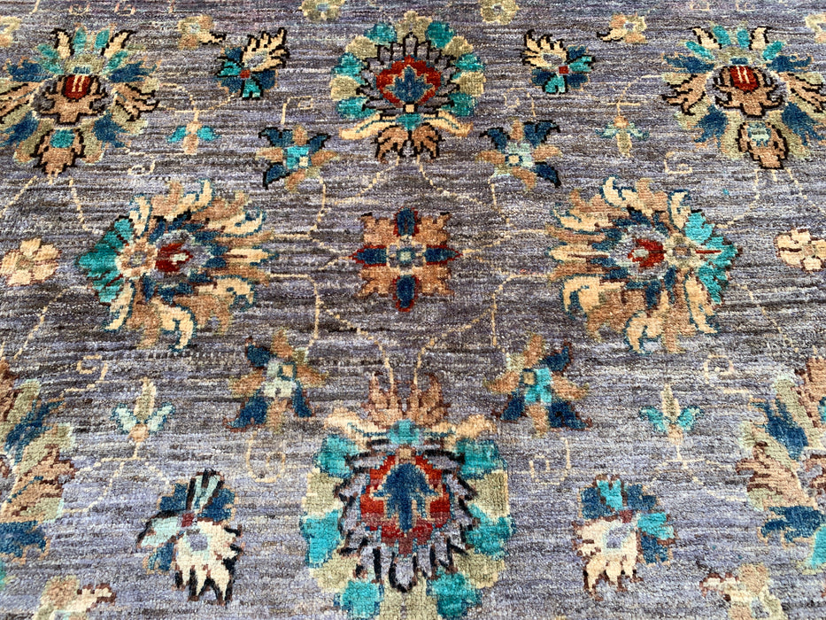 6'7 x 5'0 Hand-Knotted Peshawari Chobi Wool Rug - Purple Gray Traditional Floral Area Rug - KBHM-607
