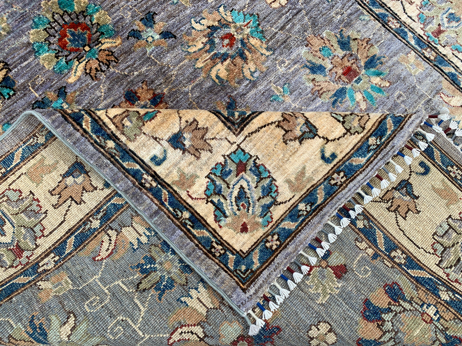 6'7 x 5'0 Hand-Knotted Peshawari Chobi Wool Rug - Purple Gray Traditional Floral Area Rug - KBHM-607