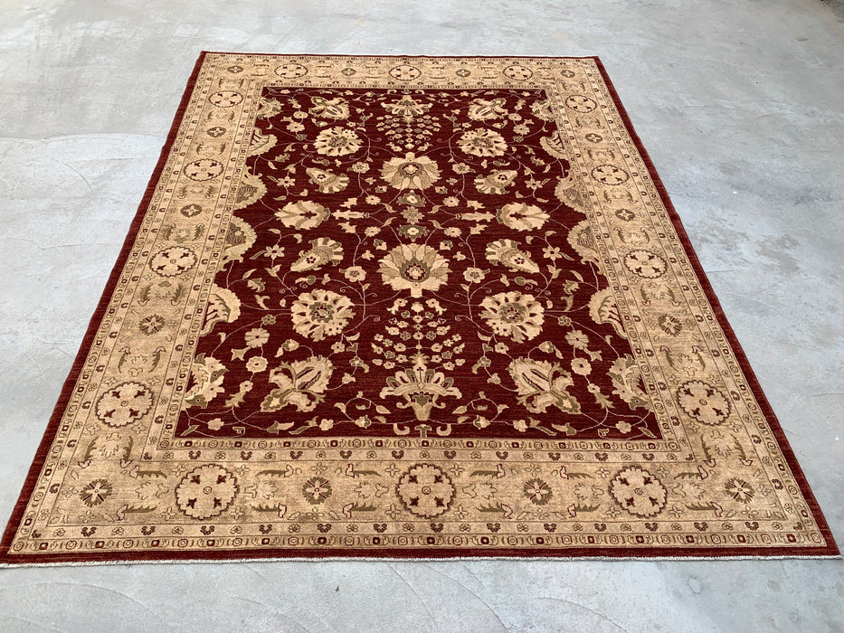 12'0 x 9'6 Hand-Knotted Peshawari Chobi Wool Rug - Red Traditional Floral Area Rug - KBHM-611
